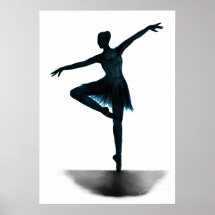 "Anmut" Ballerinaplakat - Blau Poster