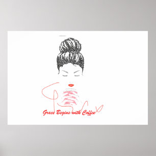 Anmut beginnt mit Coffee-Typografie Poster