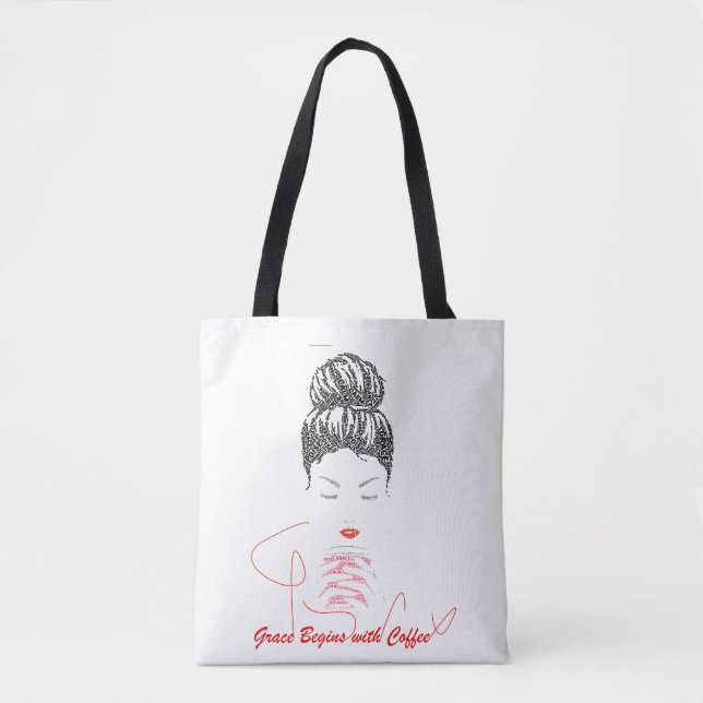 Anmut beginnt mit Coffee-Typografie Tasche (Vorderseite)