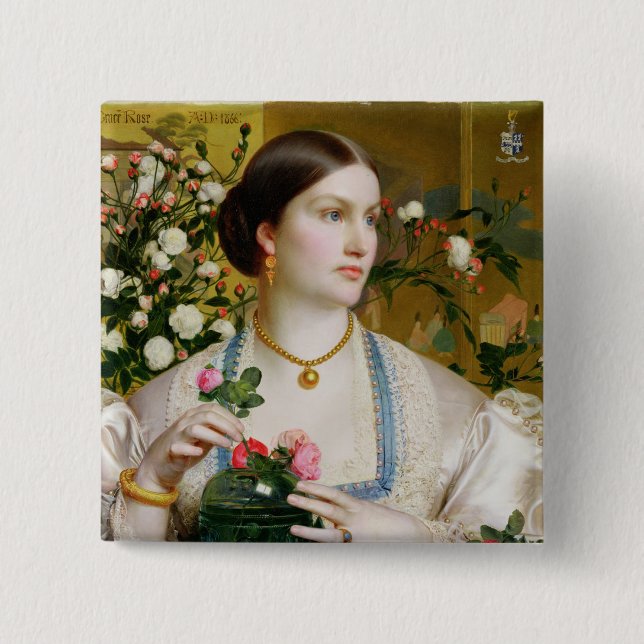 Anmut-Rose, 1866 (Öl auf Platte) Button (Vorderseite)