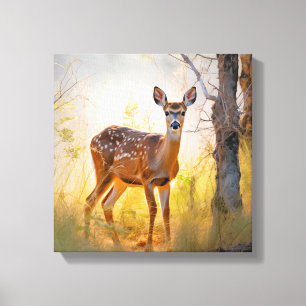 Anmutige Hirsche im Wald Naturdesign Leinwanddruck