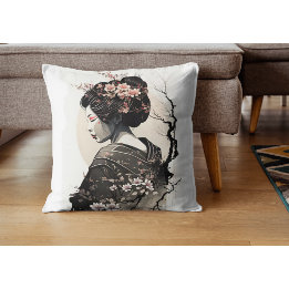 Anmutige japanische Geisha -  Kissen