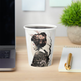 Anmutige japanische Geisha -  Pappbecher