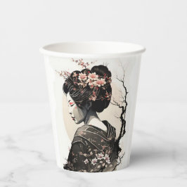 Anmutige japanische Geisha - Pappbecher