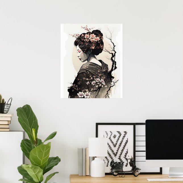 Anmutige japanische Geisha - Poster (Heimbüro)