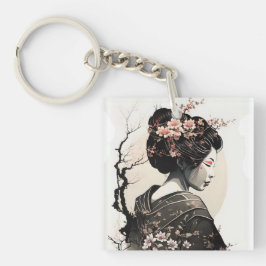 Anmutige, japanische Geisha - Schlüsselanhänger