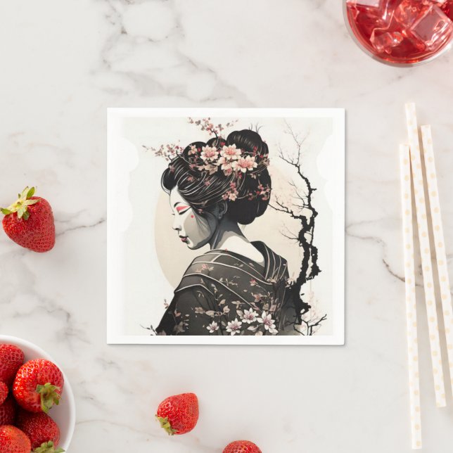 Anmutige japanische Geisha -  Serviette (Beispiel)