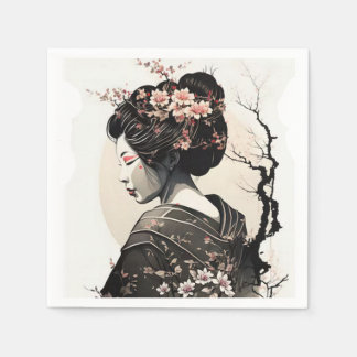 Anmutige japanische Geisha -  Serviette