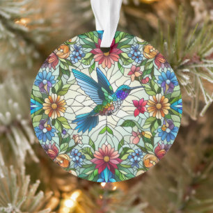Anmutiger Kolibri mit Buntglaseffekt Ornament
