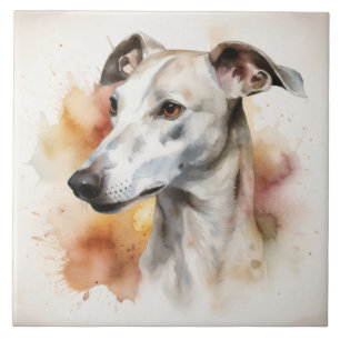 Anmutiger Windhund, Hund, Haustier, Aquarell Fliese