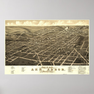 Ann Arbor Birdseye Karte Poster