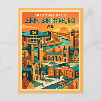 Ann Arbor MI A2 im Vintage-Stil Postkarte