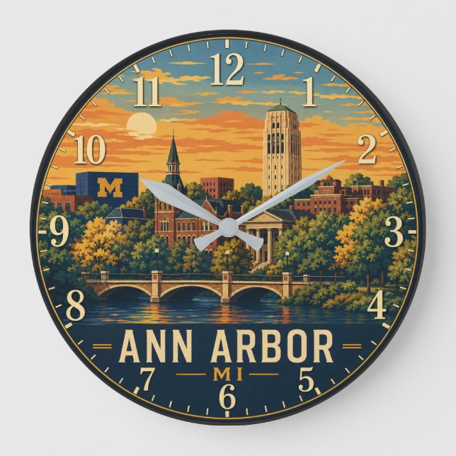 Ann Arbor Michigan Campus Große Wanduhr (Vorderseite)