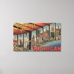 Ann Arbor, Michigan - große Buchstabe-Szenen Leinwanddruck
