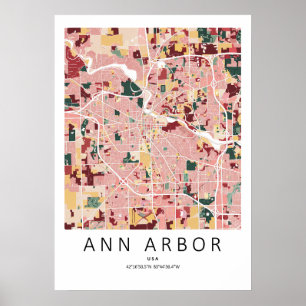 Ann Arbor Michigan Karte Poster Moderne Stadt Wa