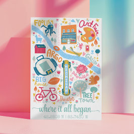 Ann Arbor Michigan Map Benutzerdefinierte Koordina Poster