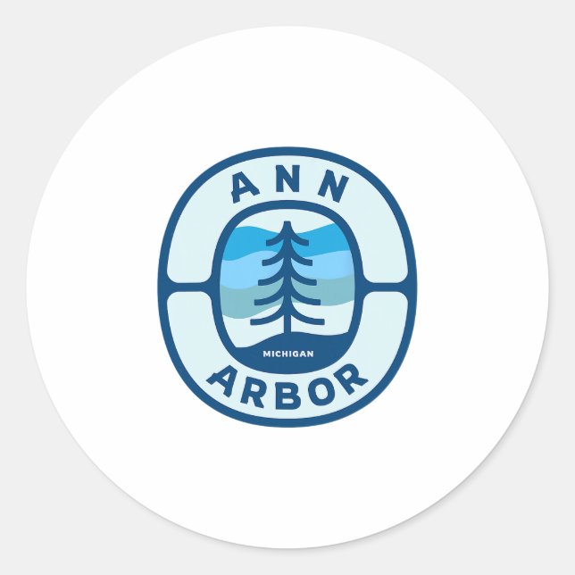 Ann Arbor Michigan Mi Retro Winter Forest Souvenir Runder Aufkleber (Vorderseite)