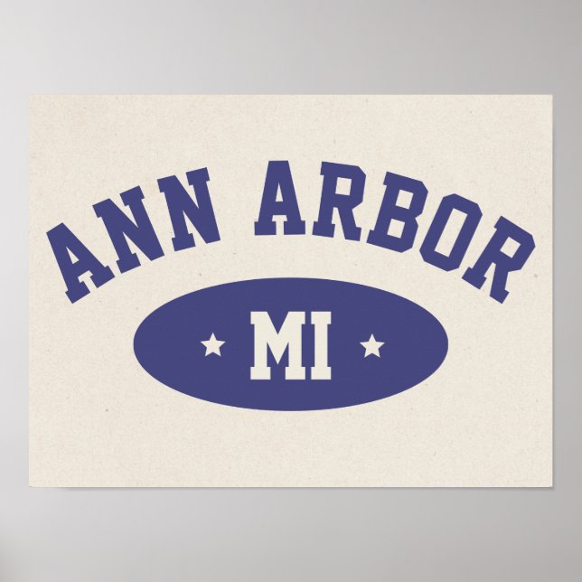 Ann Arbor, Michigan Retro College Typography Print Poster (Vorne)