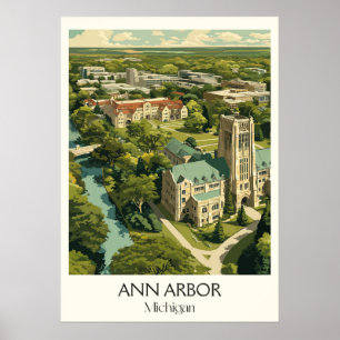 Ann Arbor Michigan Vintage Universität Städtische Poster