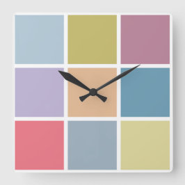 Ann Arbor Pastel Chalk Squares Quadratische Wanduhr