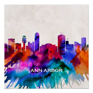 Ann Arbor Skyline Poster