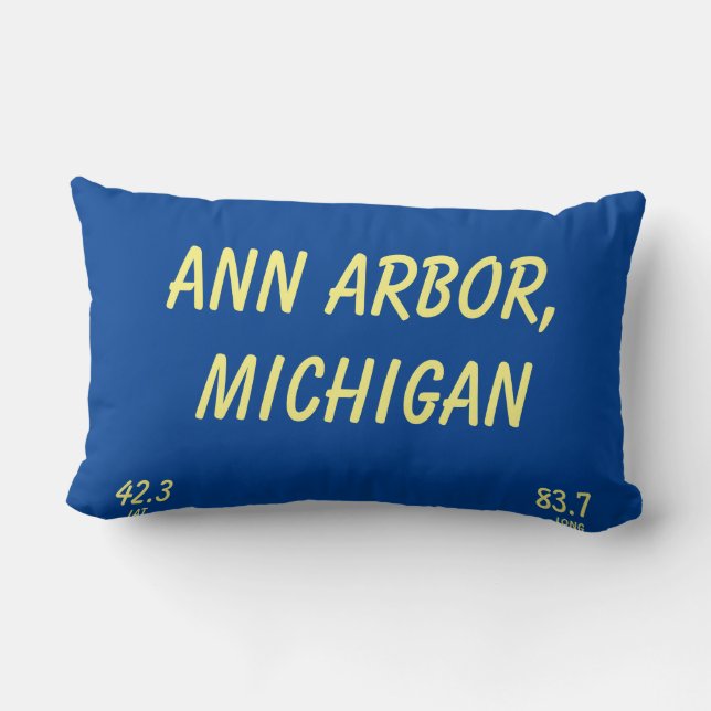 Ann Arbor Throw Pillow Latitude Longitude Lendenkissen (Rückseite)