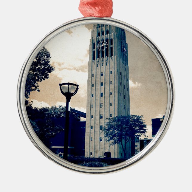 Ann Arbor Uhrturm Ornament Aus Metall (Vorne)