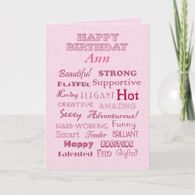 Ann Happy Birthday Worte des Loses Karte (Vorderseite)