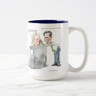 Ann Romney in einem Binder Funny Gaben T-Shirts & Zweifarbige Tasse