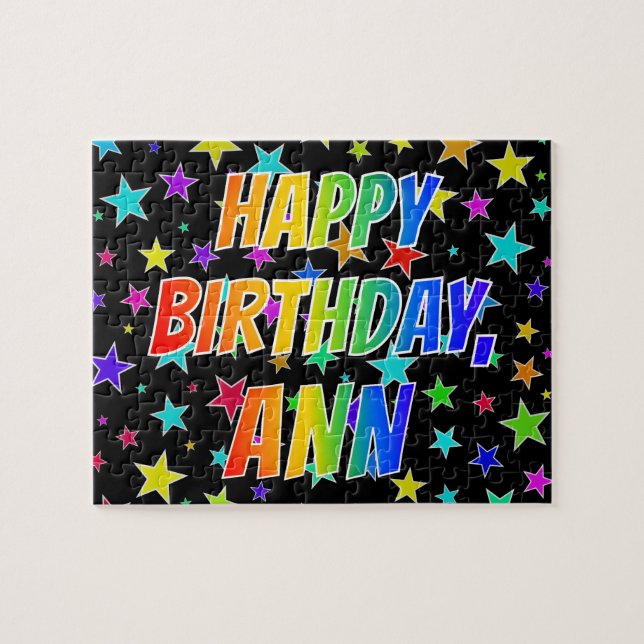 "ANN" Vorname, Spaß "GLÜCKLICHER GEBURTSTAG" (Horizontal)