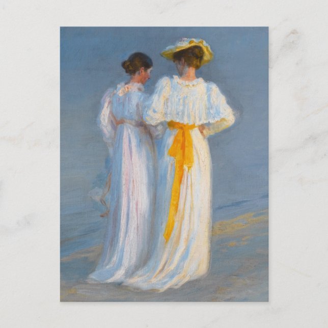 Anna Ancher und Marie Krøyer am Strand - Krøyer Postkarte (Vorderseite)