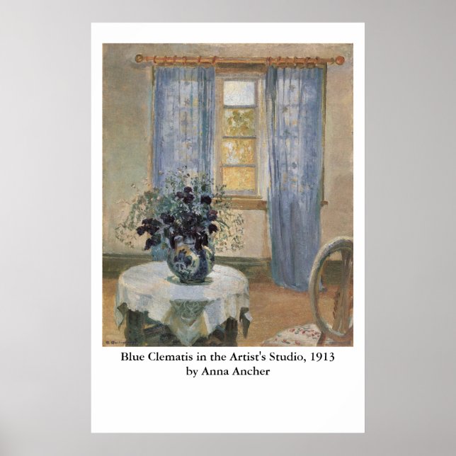 Anna Anchers Blue Clematis im Künstlerstudio Poster (Vorne)