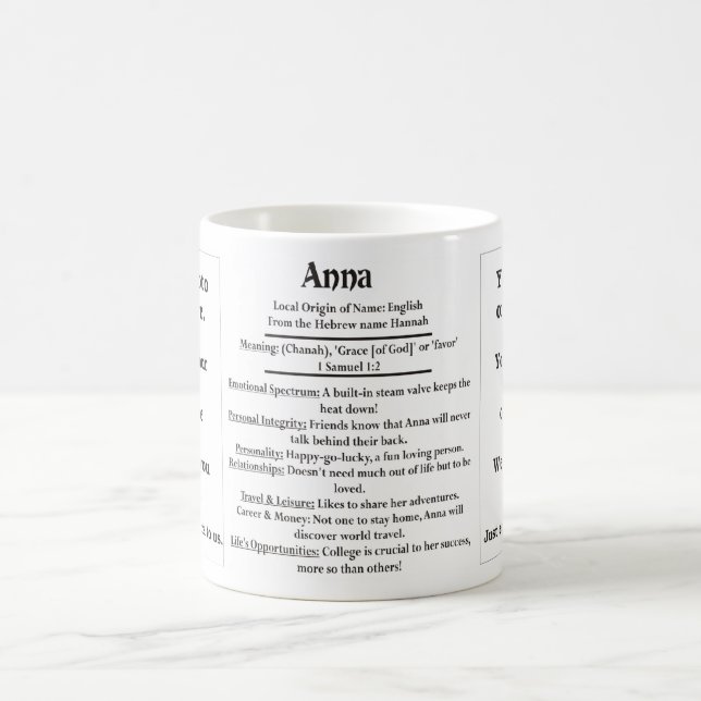 Anna, der Ursprung und die Bedeutung und Ihr Foto Kaffeetasse (Mittel)