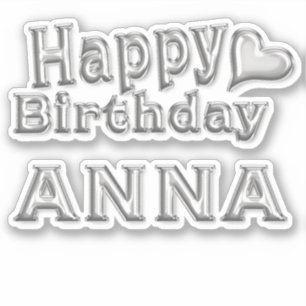 Anna Happy Birthday silver Aufkleber Sticker