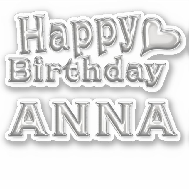 Anna Happy Birthday silver Aufkleber Sticker (Vorderseite)