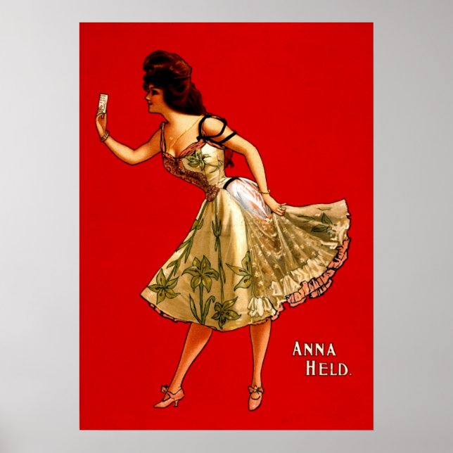 Anna Held ~ Vintage 1899 Theateranzeige in Vaudevi Poster (Vorne)