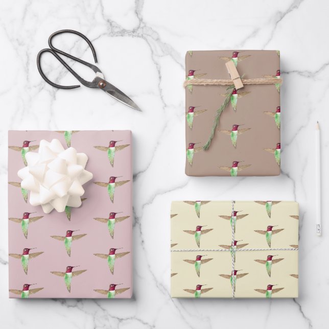 Anna-Hummingbird-Muster Geschenkpapier Set (Vorderseite)