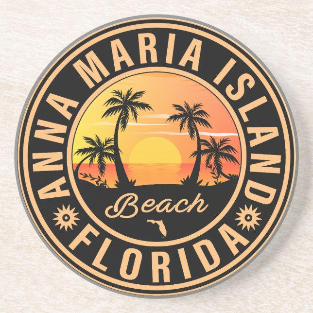 Anna Maria Insel Florida Beach Retro Sunset 60er Getränkeuntersetzer (Vorne)