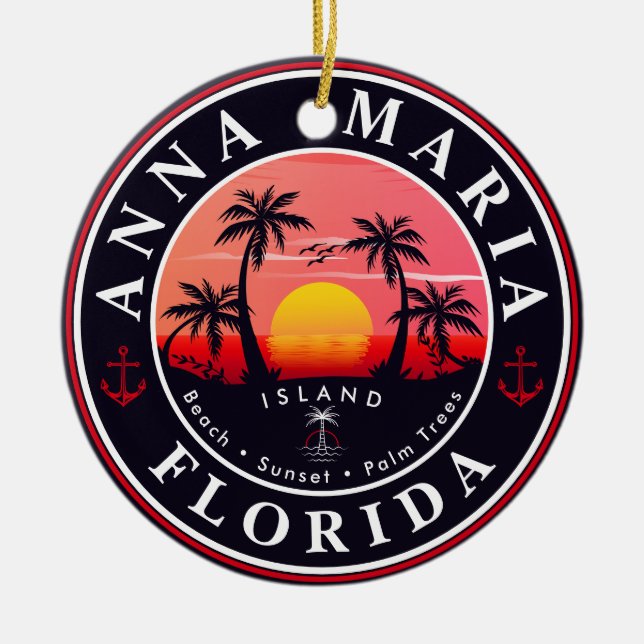 Anna Maria Insel Florida Retro Sunset Souvenirs Keramik Ornament (Vorne)