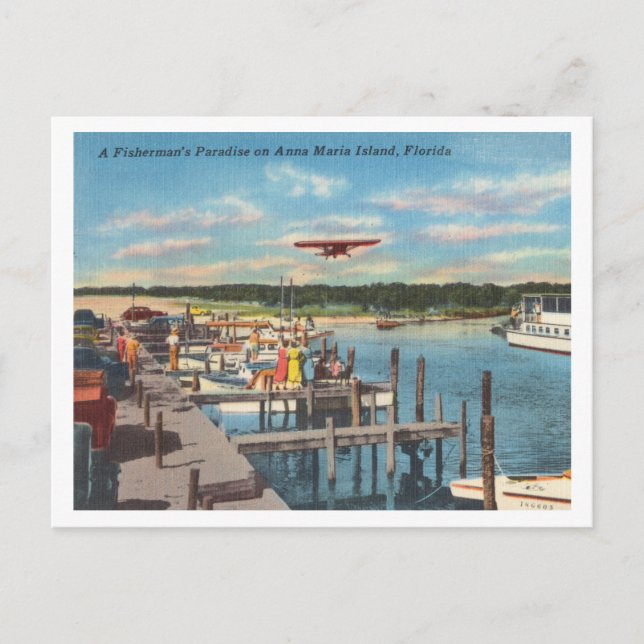 Anna Maria Island Florida Vintage Docks Postkarte (Vorderseite)