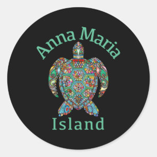 Anna Maria Island Tribal Turtle Runder Aufkleber