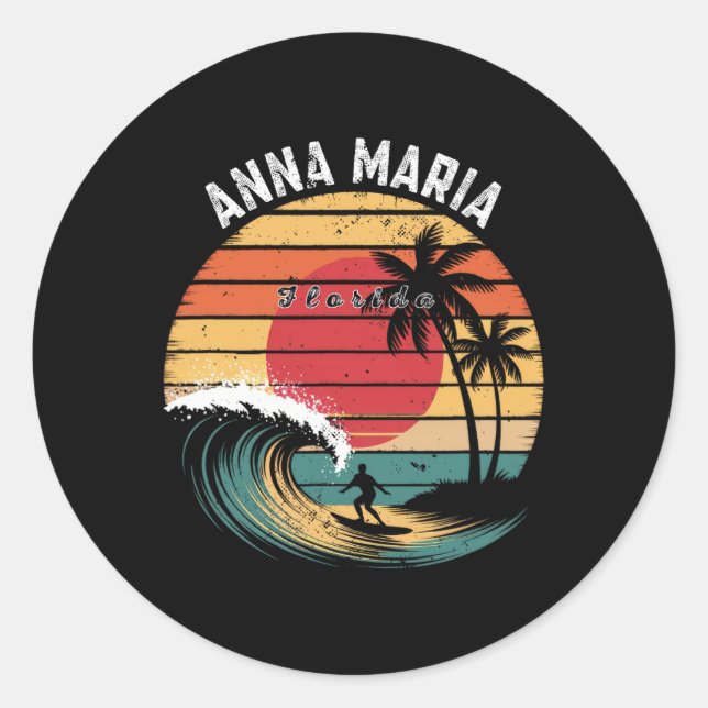 Anna Maria Strand Florida Strand Surfen  Runder Aufkleber (Vorderseite)