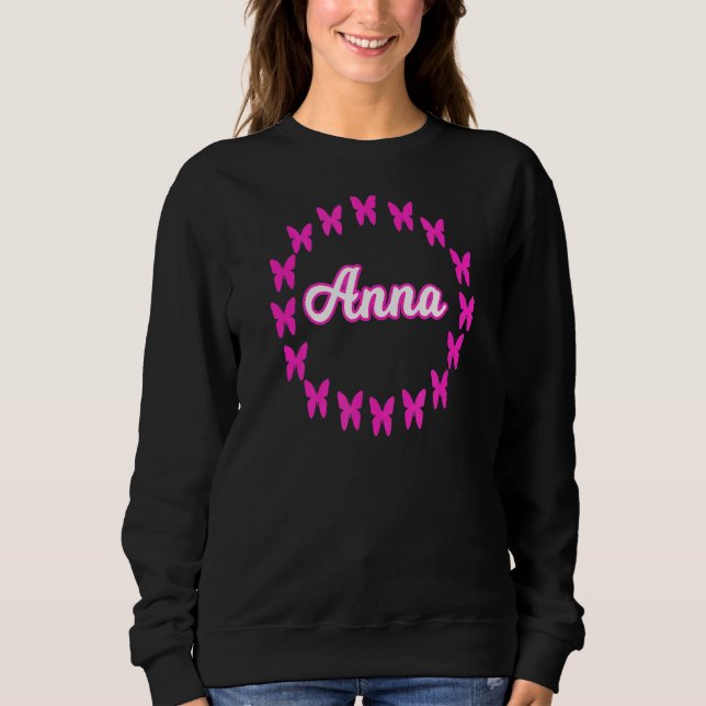 Anna mit rosa Schmetterlingen Sweatshirt (Vorderseite)