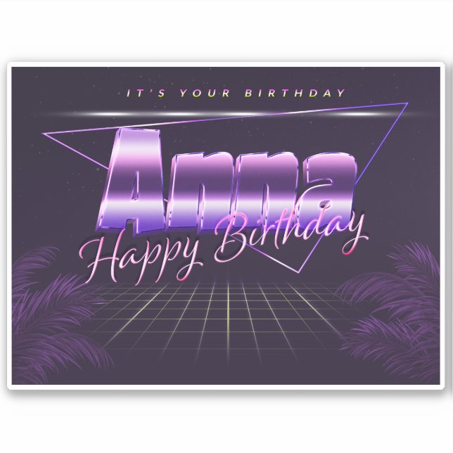 Anna Name Prénom lila retro Sticker (Devant)