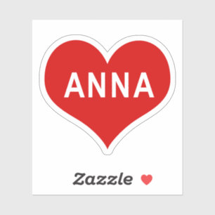 ANNA NAME Red Liebe Heart Vinyl Sticker