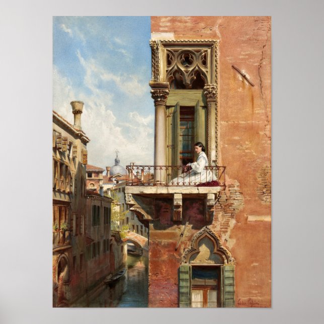 Anna Passini auf dem Balkon von Ludwig Passini Poster (Vorne)