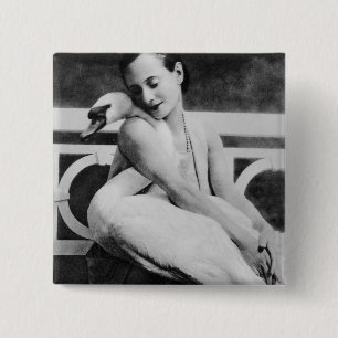 Anna Pavlova mit ihrem Haustierschwan Jack, c.1905 Button