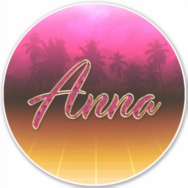 Anna Prénom Golden Pink Autocollants (Devant)