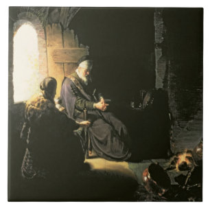 Anna und das blinde Tobit, c.1630 (Öl auf Platte) Fliese