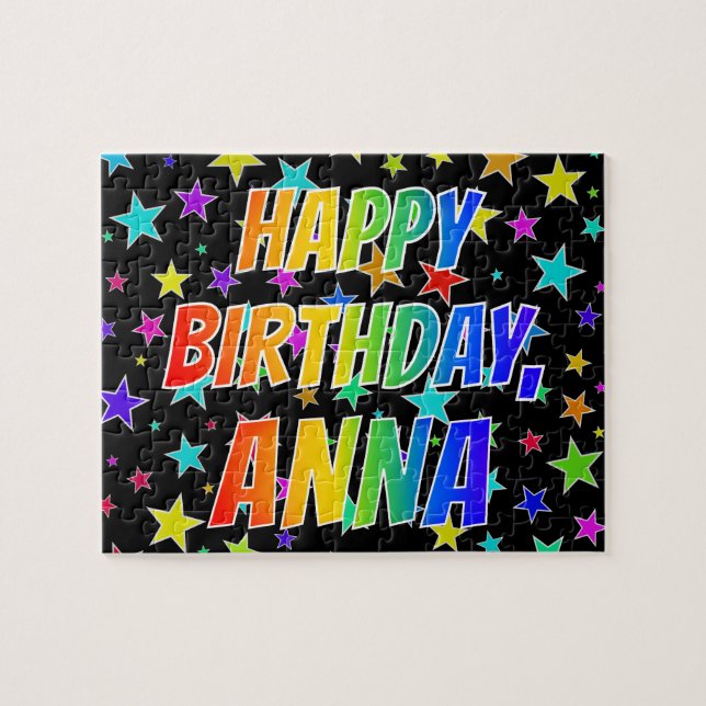 "ANNA" Vorname, Spaß "GLÜCKLICHER GEBURTSTAG" (Horizontal)